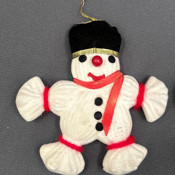 VTG 60s Flocked Felt Christmas Ornaments Retro Holiday Kitschy Whimsy Nostalgic - Picture 7 of 16